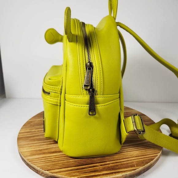 Loungefly Shrek Mini Backpack Lime Green Ogre Ears DreamWorks Vegan Leather - Picture 5 of 9
